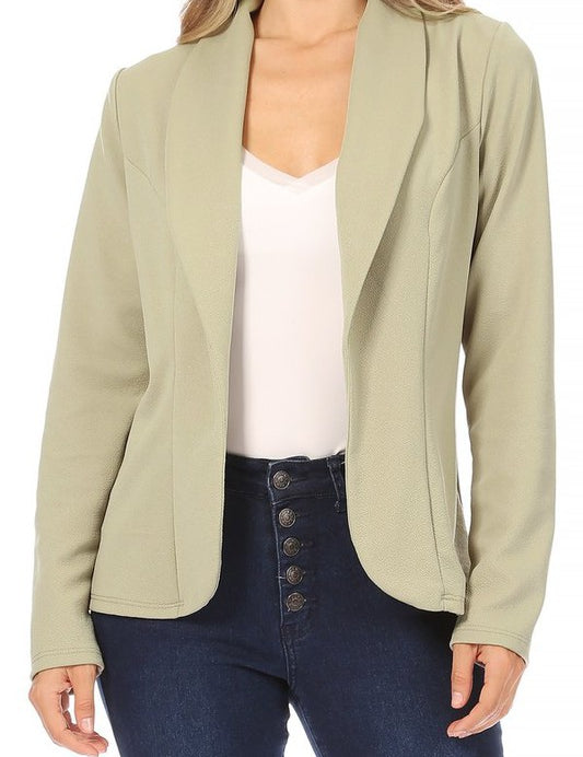 Open front Long sleeves Casual fitted style blazer