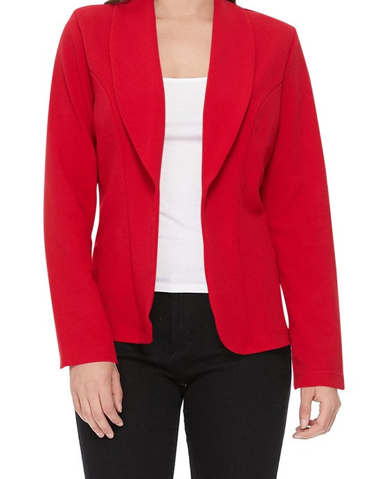 Open front Long sleeves Casual fitted style blazer