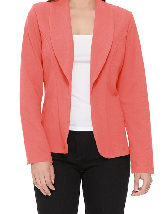 Open front Long sleeves Casual fitted style blazer