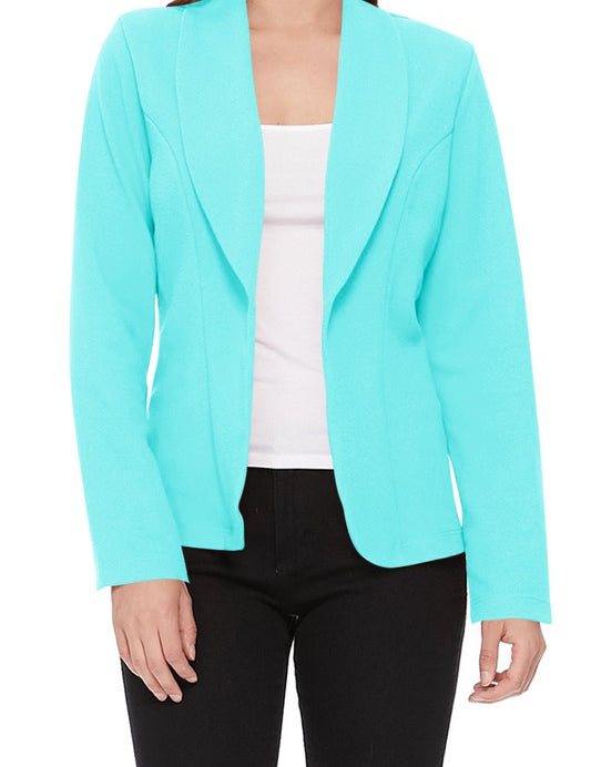 Open front Long sleeves Casual fitted style blazer