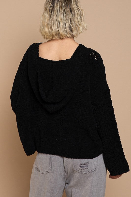 Women's Casual V-Neck Twisted Knit Crop Sweater