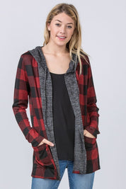 Women's Plus Plaid Hoodie Cardigan