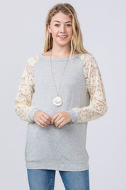 Women's Plus Lace Sleeve Raglan Tunic