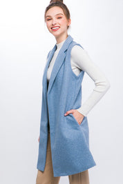 Women's Classic Loose Fit Fleece Long Line Vest