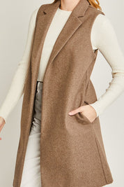 Women's Classic Loose Fit Fleece Long Line Vest