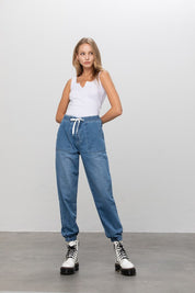 Women's Casual Wide Leg Denim Jogger Pants