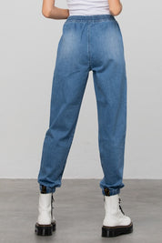 Women's Casual Wide Leg Denim Jogger Pants