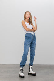 Women's Casual Wide Leg Denim Jogger Pants