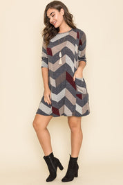 Women's Plus Size Chevron A-Line Dress