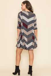 Women's Plus Size Chevron A-Line Dress