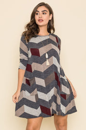 Women's Chevron A-Line Dress