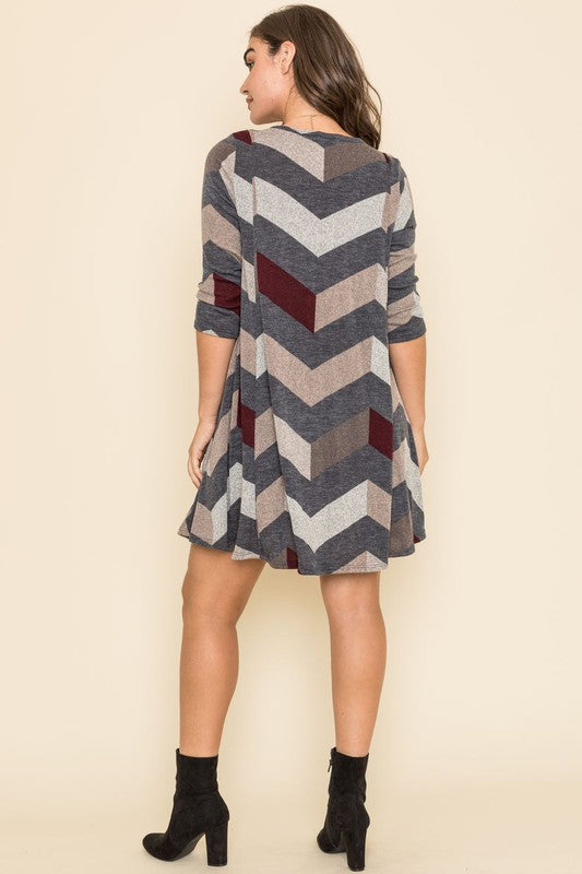 Women's Chevron A-Line Dress