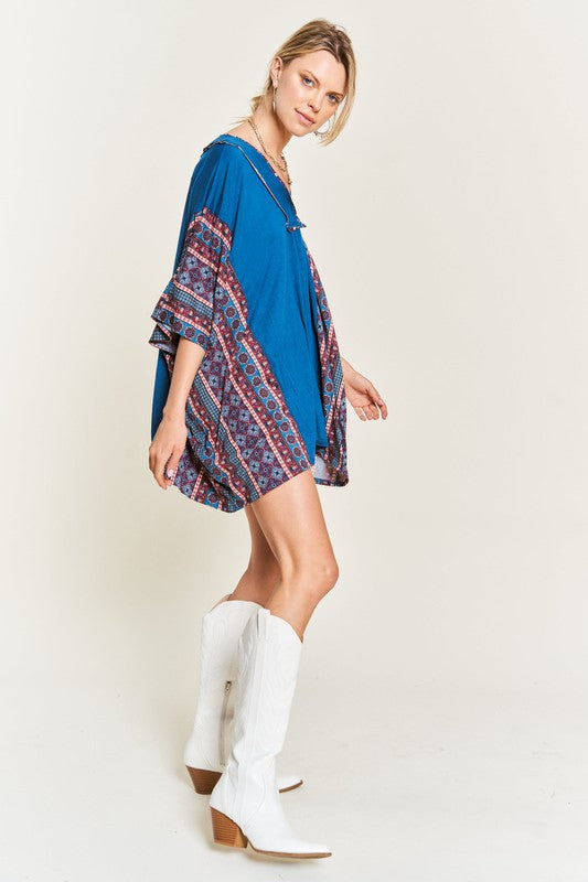 Women's Bohemian V-Neck Poncho Tunic