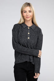 Women's Relaxed Collared Button Front Sweater