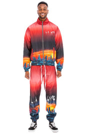 Men's Windbreaker Track Suit with NYC and LA Prints