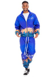 Men's Windbreaker Track Suit with NYC and LA Prints