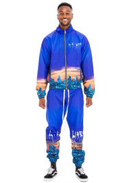 Men's Windbreaker Track Suit with NYC and LA Prints