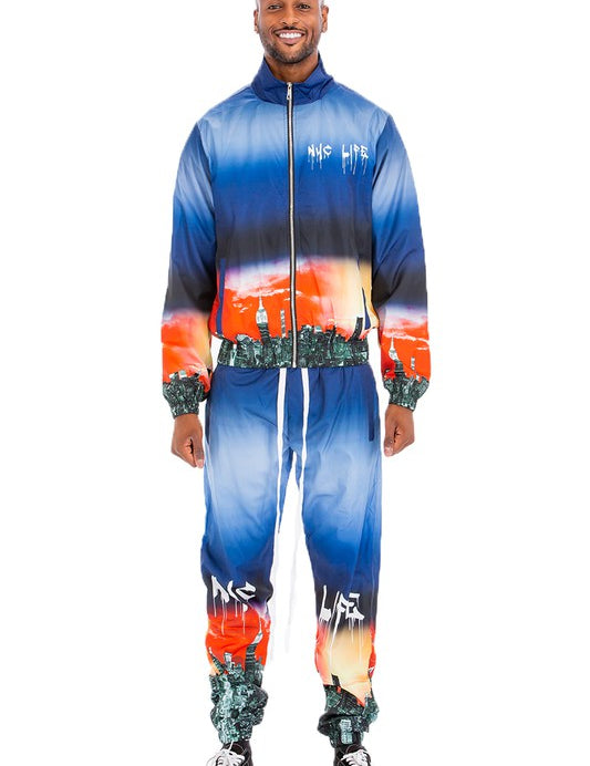 Men's Windbreaker Track Suit with NYC and LA Prints