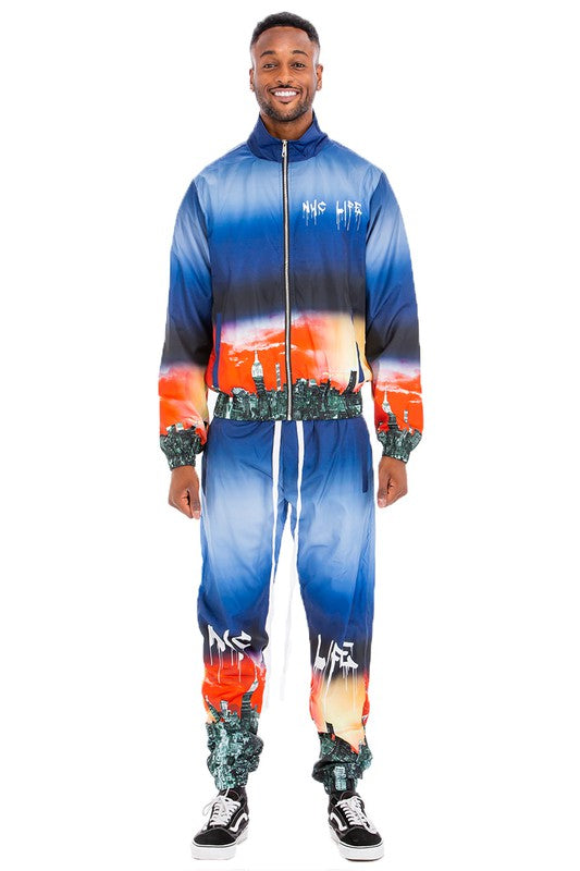 Men's Windbreaker Track Suit with NYC and LA Prints