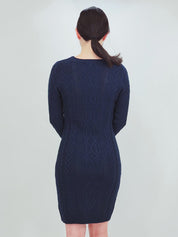 Women's Cable Knit Long Sleeve Midi Sweater Dress