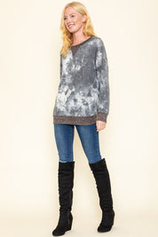 Women's Tie Dye Raglan Two Tone Tunic