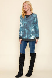 Women's Tie Dye Raglan Two Tone Tunic