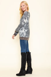 Women's Tie Dye Raglan Two Tone Tunic