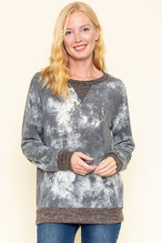 Women's Tie Dye Raglan Two Tone Tunic