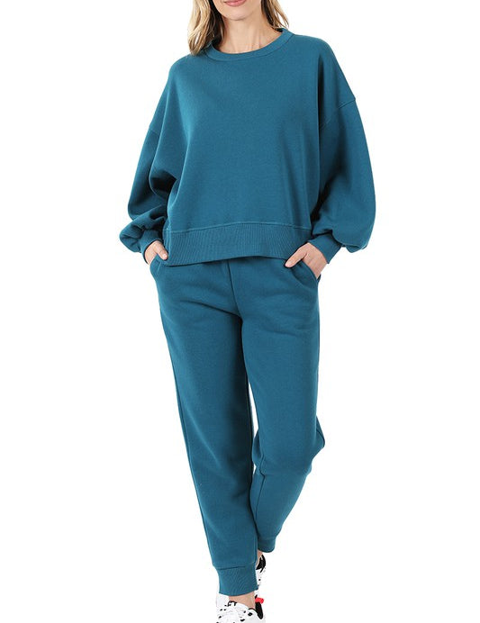 Balloon Sleeve Sweatshirt & Sweatpants Set