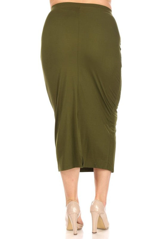 Women's High-Waisted Pencil Midi Skirt with Back Slit