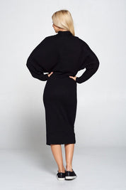 Women's Casual V-Neck Sweater Knit Midi Dress