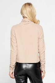 Brushed Knit Cowl Neck Long Sleeve Top