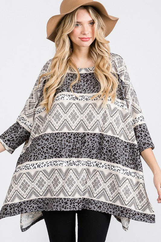 Women's Tribal Print Oversize Top