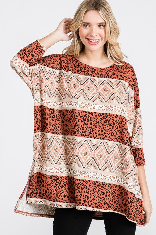 Women's Tribal Print Oversize Top