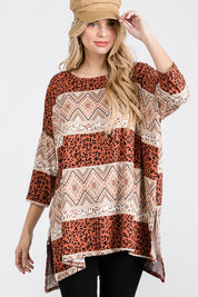 Women's Tribal Print Oversize Top