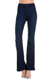 Women's High-Waist Flare Denim Jeans with Zipper Back