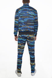 Men's Full Zip Track Suit Set with Stripe Detail