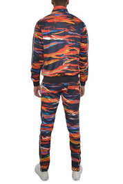 Men's Full Zip Track Suit Set with Stripe Detail