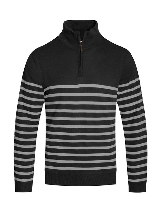 Men's Striped Quarter Zip Pullover Sweater