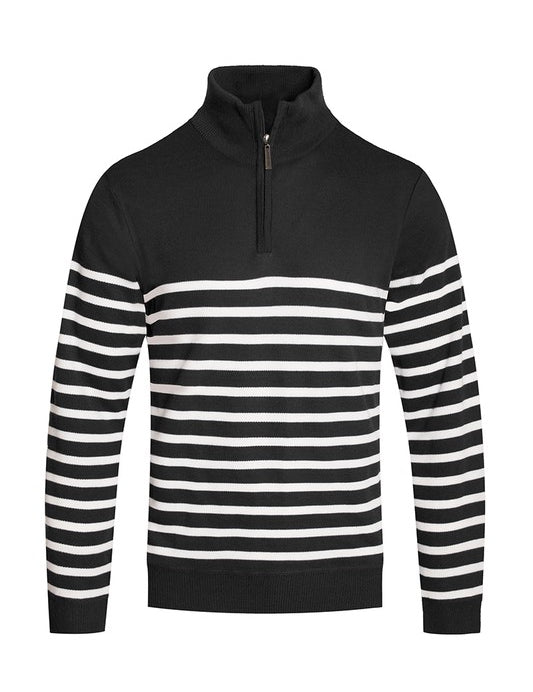 Men's Striped Quarter Zip Pullover Sweater