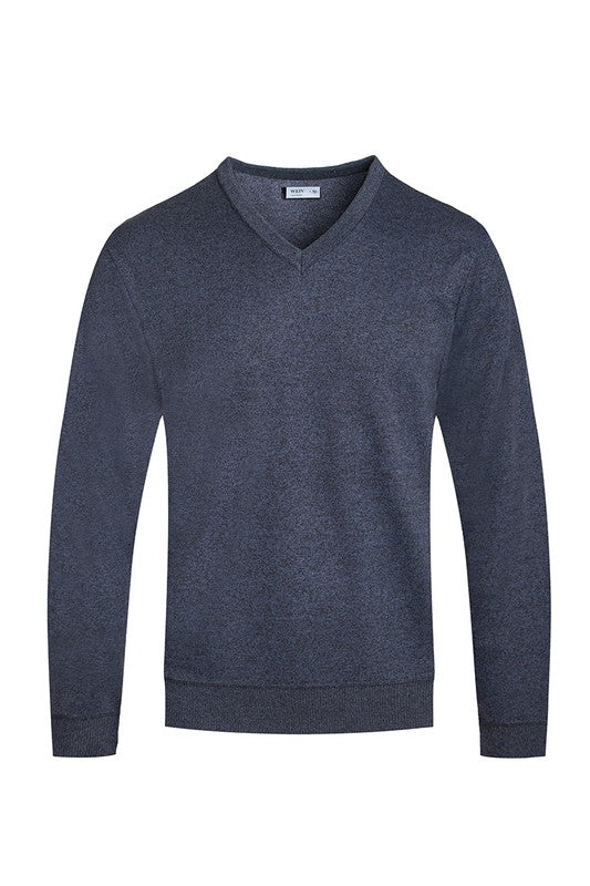 Men's Regular Fit Solid V-Neck Knit Sweater