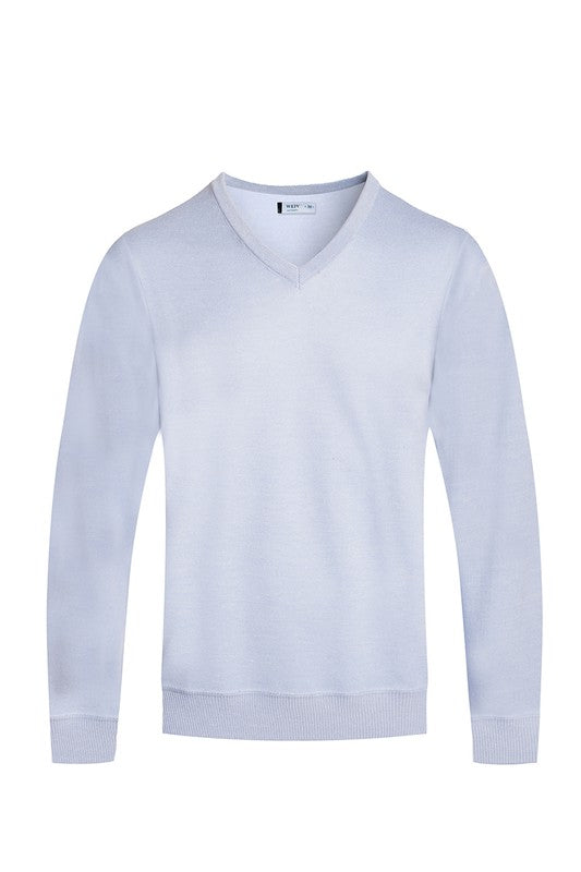 Men's Regular Fit Solid V-Neck Knit Sweater