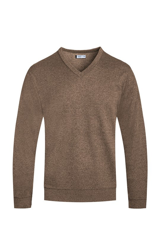 Men's Regular Fit Solid V-Neck Knit Sweater