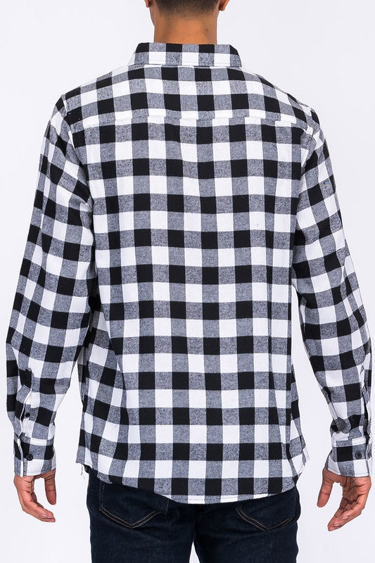 Men's Regular Fit Checker Plaid Flannel Shirt