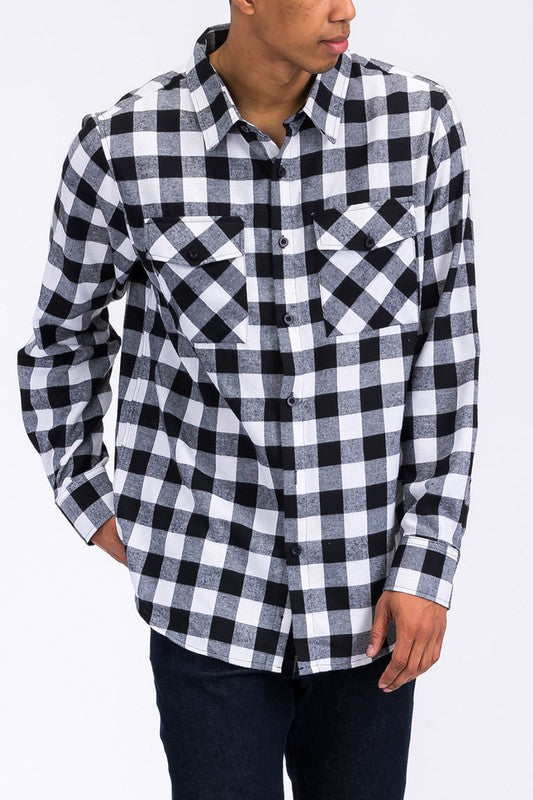 Men's Regular Fit Checker Plaid Flannel Shirt