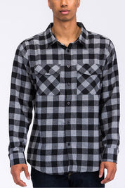 Men's Regular Fit Checker Plaid Flannel Shirt