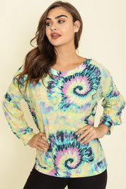 Women's Boat Neck Tie Dye Swirl Tunic