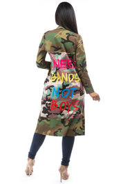 Women's Camouflage Print Open Front Jacket