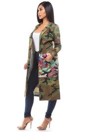 Women's Camouflage Print Open Front Jacket