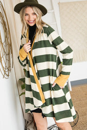 Women's Casual Striped Open Front Draped Cardigan